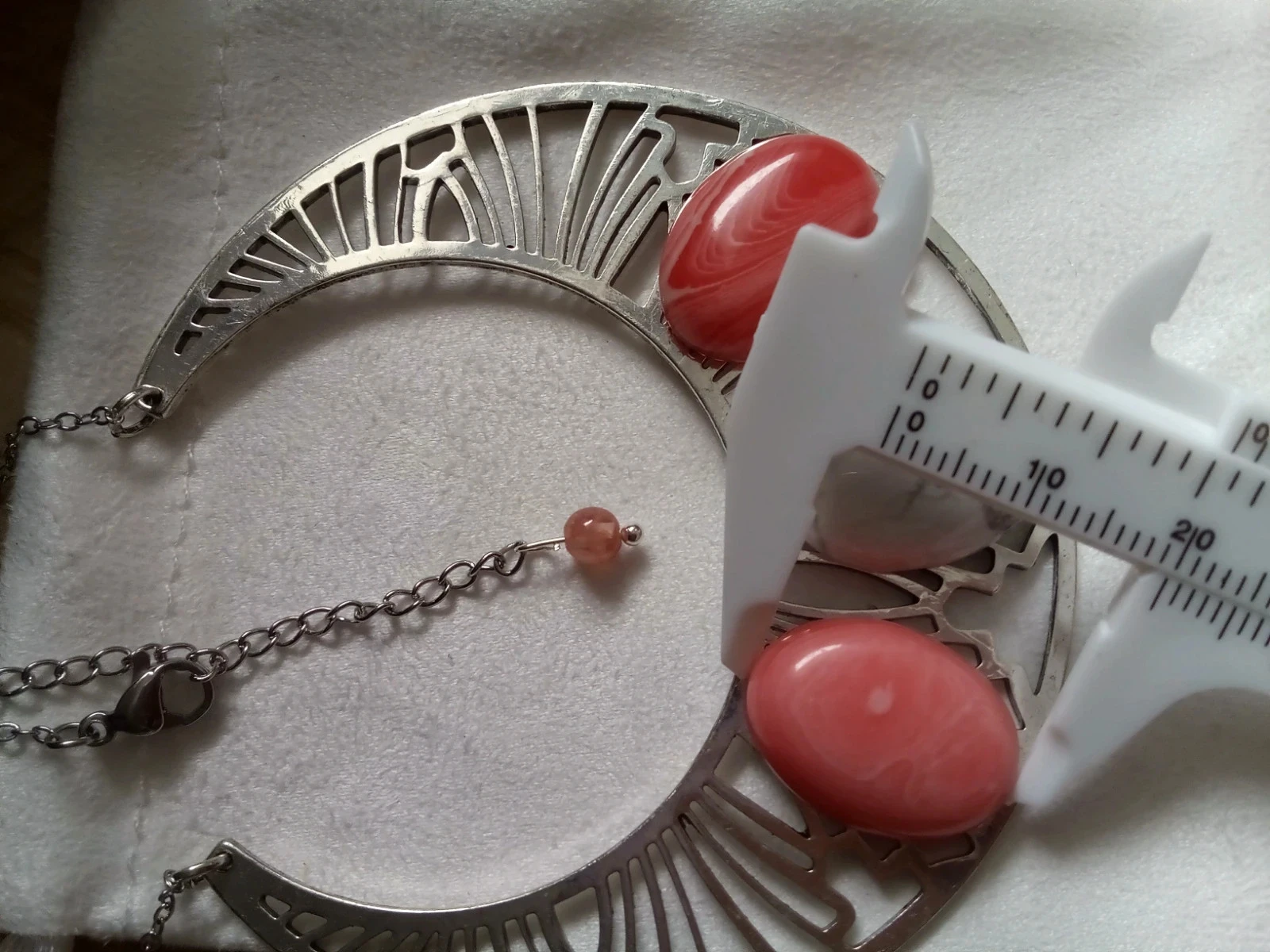Collier argenté pierres howlite et agate – photo 3
